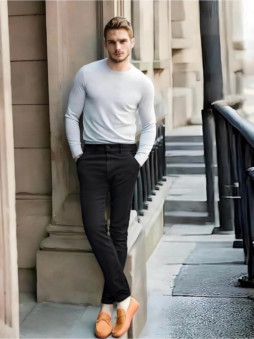Plaid&Plain Men's Skinny Stretchy Khaki Pants Slim Fit Slacks Tapered Trousers